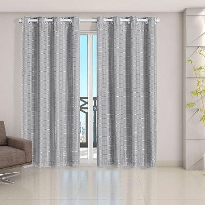 Cortina Blackout Pvc Com Tecido Voil Xadrez 2,80 M X 2,30 M - Cinza.
