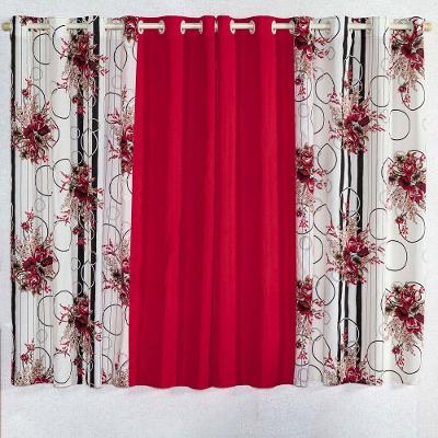 Cortina Isabela Estampada 2m - Floral Vermelho-preto