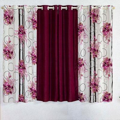 Cortina Isabela Estampada 2m - Floral Vinho.
