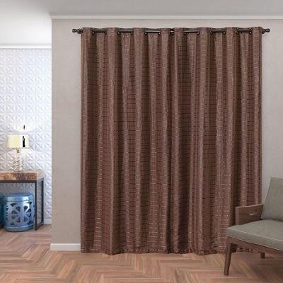 Cortina Blackout Pvc Com Tecido Voil Xadrez 2,80 M X 2,30 M - Marrom.