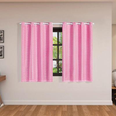Cortina Blackout Pvc Com Tecido Voil Xadrez 2,00 M X 1,40 M - Rosa.