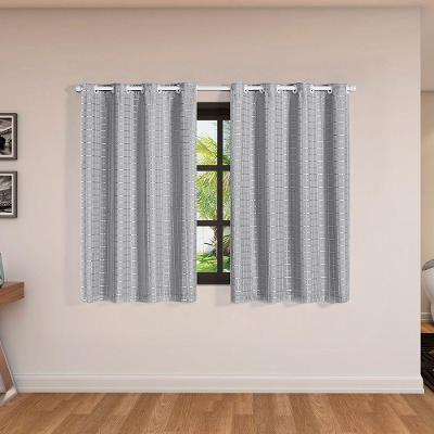 Cortina Blackout Pvc Com Tecido Voil Xadrez 2,00 M X 1,40 M - Cinza.