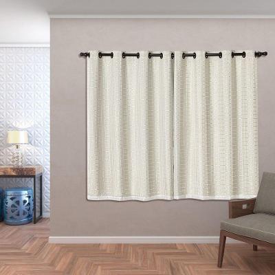 Cortina Blackout Pvc Com Tecido Voil Xadrez 2,00 M X 1,40 M - Bege.