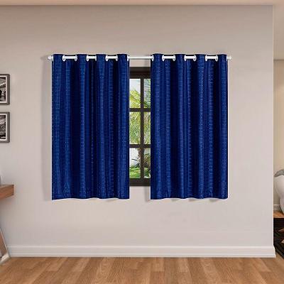 Cortina Blackout Pvc Com Tecido Voil Xadrez 2,80 M X 1,60 M - Marinho.