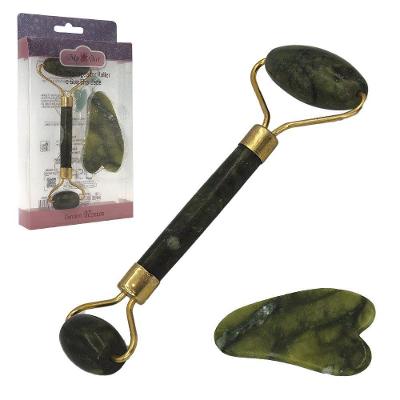 Massageador Facial Pedra De Jade 2 Em 1 Com Pedra Gua Sha