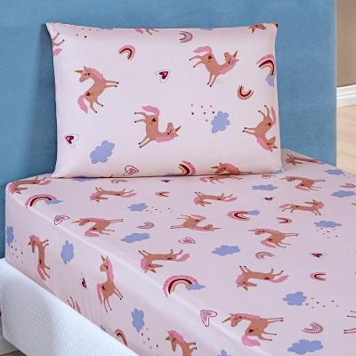Jogo De Cama Lençol Bouti Infantil Kids Solteiro 02 Peças - Unicórnio