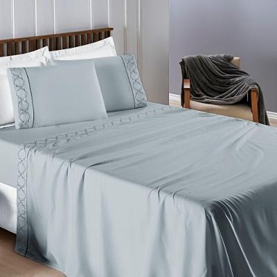 Jogo De Cama 300 Fios Bordado King Infinity 04 Peças - Cinza