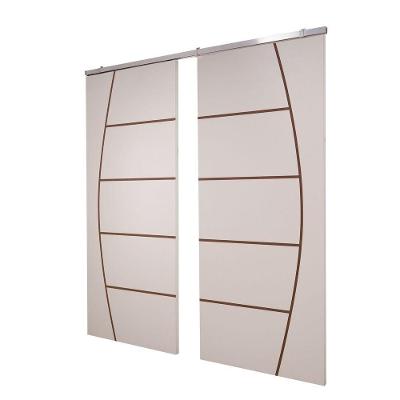 Porta Dupla Branco Prime Frisada Kit Alumínio F04 - 210x120