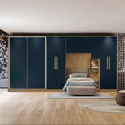 Quarto Modular Kappesberg Adapt Nogueira/azul Profundo 6 Peças 450cm