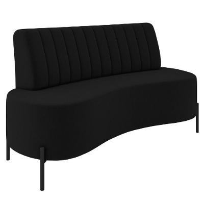 Sofá 2 Lugares 160cm Pés Aço Preto Tamar K04 Veludo Preto - Mpozenato