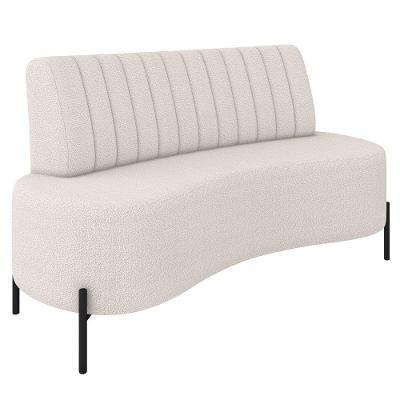 Sofá 2 Lugares 135cm Pés Aço Preto Tamar K04 Bouclê Bege - Mpozenato