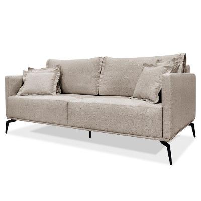 Sofá 2 Lugares 180cm Pés De Metal Vecchia S06 Linho Areia - Mpozenato