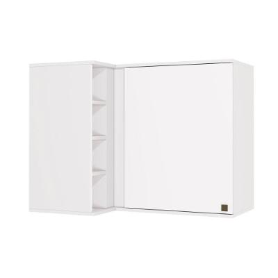 Armário Aéreo De Canto Reto Celeste Kappesberg 100% Mdf 1 Porta 4 Nichos Branco 98cm