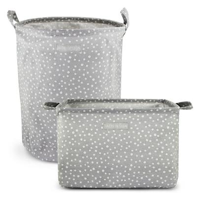 Conjunto De Cesto Para Roupa-brinquedo E Cesto Organizador Retangular Cinza - Bolinha