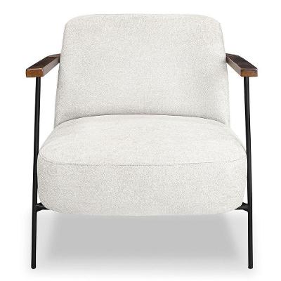 Poltrona Para Sala Pés Metálicos Ellen S06 Bouclê Branco - Mpozenato