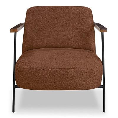 Poltrona Para Sala Pés Metálicos Ellen S06 Bouclê Terracota - Mpozenato