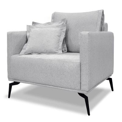 Poltrona Para Sala Pés De Metal Vecchia S06 Linho Grigio - Mpozenato
