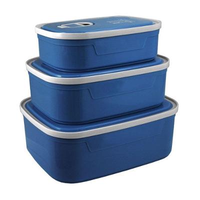 Conjunto De Pote P- Alimentos C- 3 Pcs Concept Mais Azul