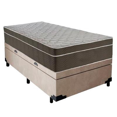 Cama Box Baú Suede Solteiro + Colchão Sereneprime Molas Ensacadas 88x188x69 Cor:bege.