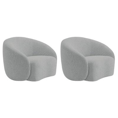 Kit 02 Poltronas Orgânica Luxo Recepção Amore Bouclé Cor Cinza