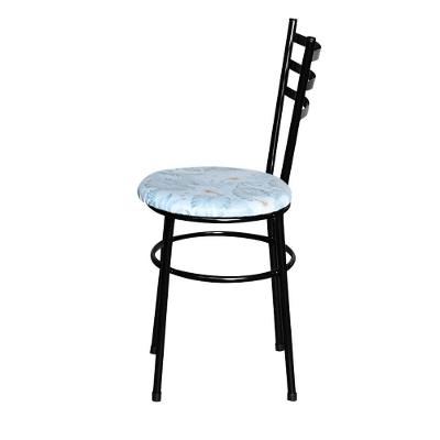 2 Cadeiras Para Cozinha Epoxi Preta Assento Floral Cor:floral Gelo
