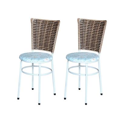 2 Cadeiras Branca Para Cozinha Hawai Avelã Assento Floral Cor:floral Gelo