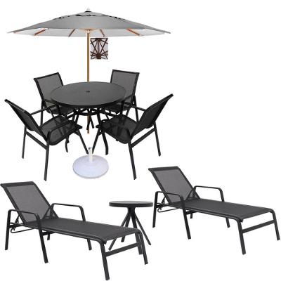 Kit De Piscina Cadeiras, Mesas, Ombrelone, Espreguiçadeiras Preto
