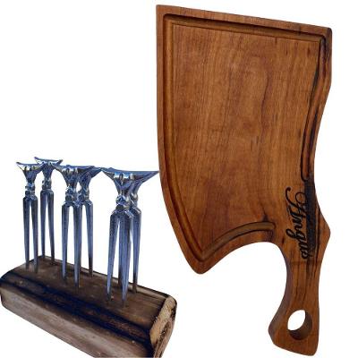 Kit Tabua Churrasco Machadinho Com 6 Garfos Preto