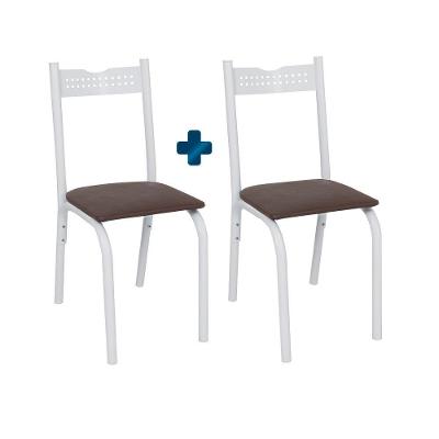 Kit Com 2 Cadeiras De Jantar Aço Branco Marrom Ana Ciplafe
