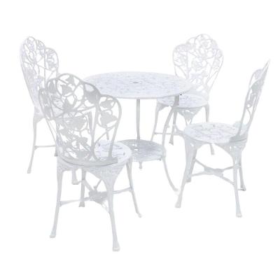 Mesa De Alumínio Fundido Com Cadeiras Sem Braços Para Jardim Branco
