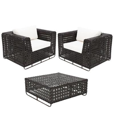 Kit 2 Poltronas Fúcsia E Mesinha Preto Branco