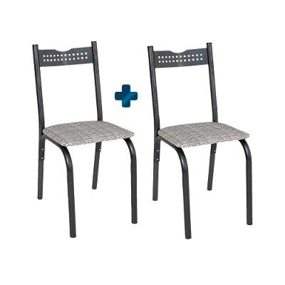 Kit Com 2 Cadeiras De Jantar Aço Preto Manteiga Ana Ciplafe