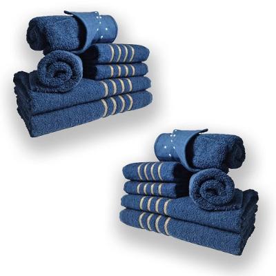 Jogo De Toalhas 12pcs - 4 Banhos 4 Rosto 4 Tapetes Azul