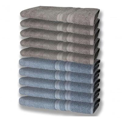 10 Toalhas Felpudas Grande E Grossa 80x150 5 Azul 5 Cinza
