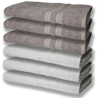 6 Toalhas Grande Super Felpudas E Grossa Algodão 80x150 Branco+cinza