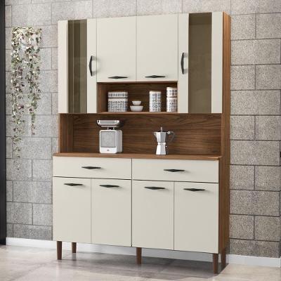 Armário De Cozinha Compacta 8 Portas 2 Gavetas Golden - Nogueira-off White
