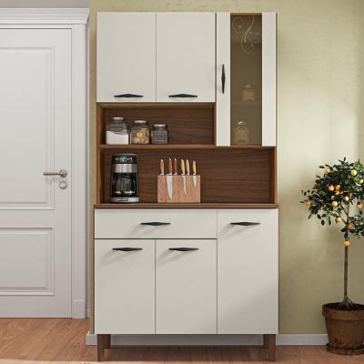 Armário De Cozinha Compacta 6 Portas 1 Gaveta Golden - Nogueira-off White Nogueira-off White