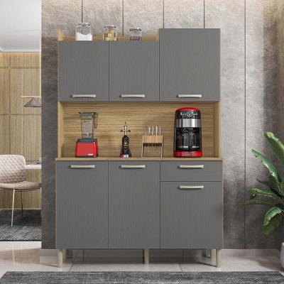 Armário De Cozinha Compacta 6 Portas 1 Gaveta Gênova - Freijó-gris Freijó-gris