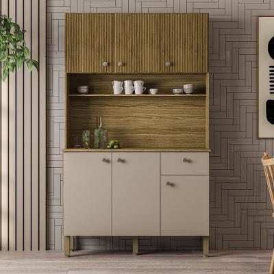 Armário De Cozinha Compacta 6 Portas 1 Gaveta Style - Freijó-vanilla-cp-ripado Freijó