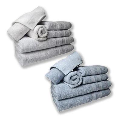 Jogo De Toalhas 4 Banhos 4 Rostos 4 Pisos Grossa Branco+azul