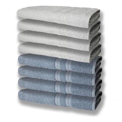 8 Toalhas Grande Super Felpudas E Grossa 80x150 Azul+branco