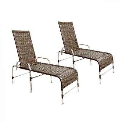 2 Espreguiçadeiras Decorativa Para Piscina Jardim Trama Pedra Ferro