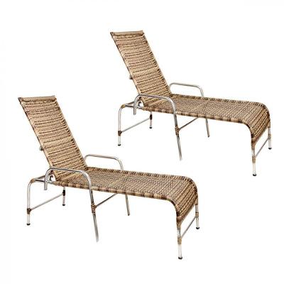 2 Espreguiçadeiras Decorativa Para Piscina Jardim Trama Cappuccino