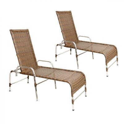 2 Espreguiçadeiras Decorativa Para Piscina Jardim Trama Argila