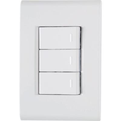 Conjunto 4x2 Com 3 Interruptores Simples Tramontina Liz 10 A 250 V Branco