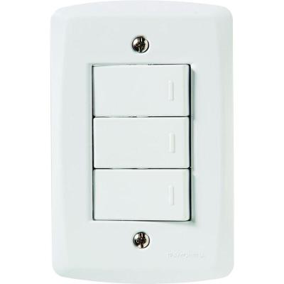 Conjunto 4x2 Com 3 Interruptores Simples 10 A 250 V Tramontina Lux2 Branco