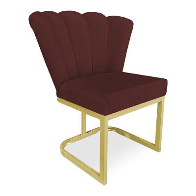 Poltrona Flor Veludo Base Metálica Industrial Dourado - Pallazio Cor Marsala