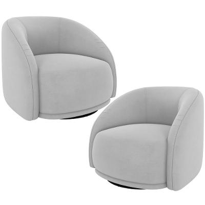 Kit 02 Poltronas Decorativas Giratória Angelina M03 Veludo Cinza - Lyam Decor