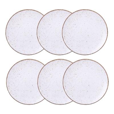 Jogo De Pratos Rasos Grande Rústico 6 Peças 28cm Porcelana Decorada Tramontina