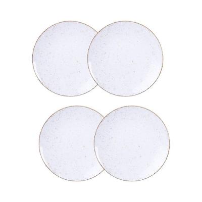 Jogo De Pratos Sobremesa Rústico 4 Peças 21 Cm Porcelana Decorada Tramontina
